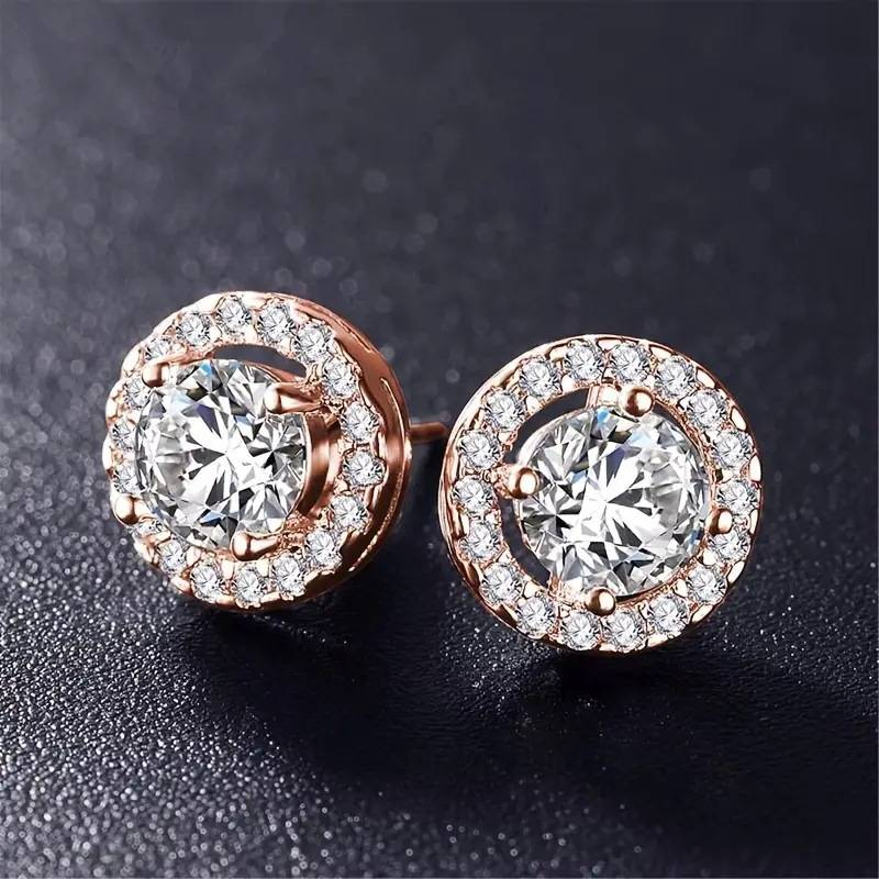 Unisex Jewelry Fashion round diamond stud earrings fashion ladies zircon earrings_voghion.com