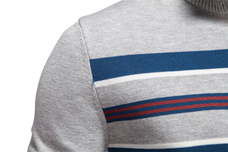 Suéter de primavera y otoño para hombre, nuevo, con cuello alto y media cremallera, suéter a rayas de colores a juego, camisa informal de moda para hombre._voghion.com