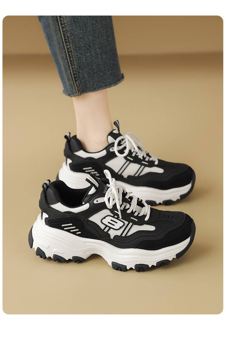 Scarpe da papà in stile panda da donna Cameido. Nella primavera del 2025, queste sono scarpe con zeppa con suola spessa, scarpe sportive casual alla moda._voghion.com