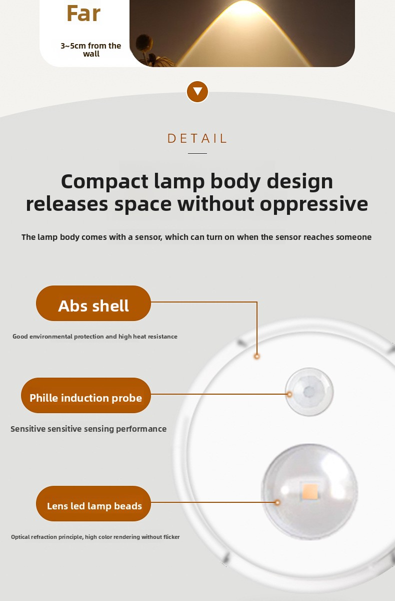 Luce LED magnetica ricaricabile per armadietti con sensore di movimento - Illuminazione ambientale intelligente (nessun cablaggio, design Eye-Care, luminosità regolabile)_voghion.com