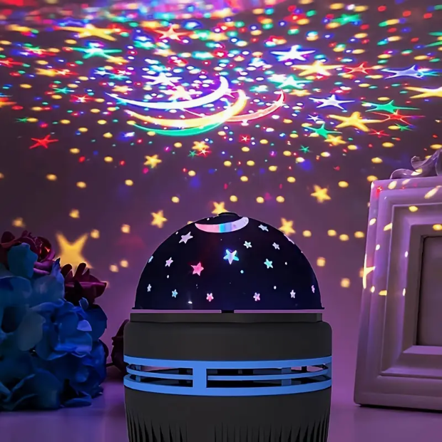 Proyector LED de estrellas y galaxia, luces nocturnas, proyector de cielo estrellado, iluminación navideña con rotación automática, 5 V, USB, para habitación, dormitorio, decoración del hogar_voghion.com