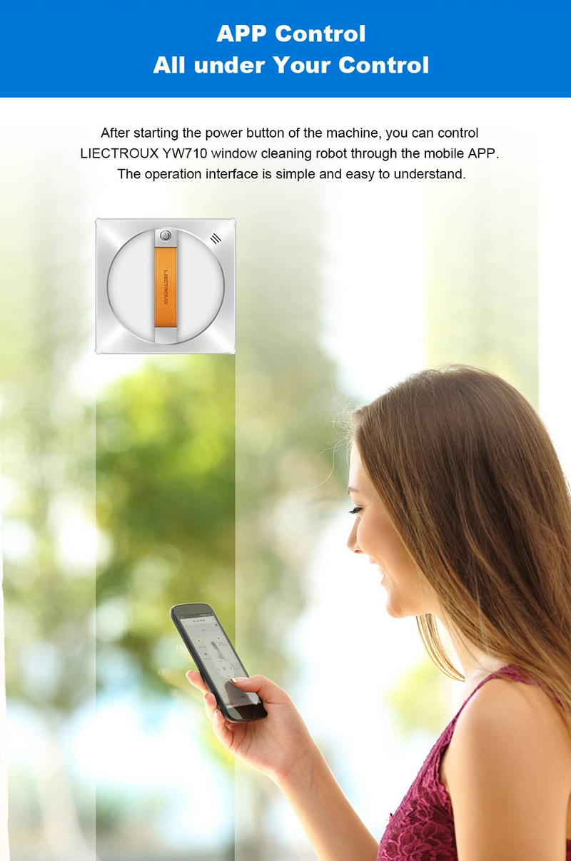 Robot lavavetri Liectroux YW710, doppio getto d'acqua, sensore laser, lavavetri per auto_voghion.com