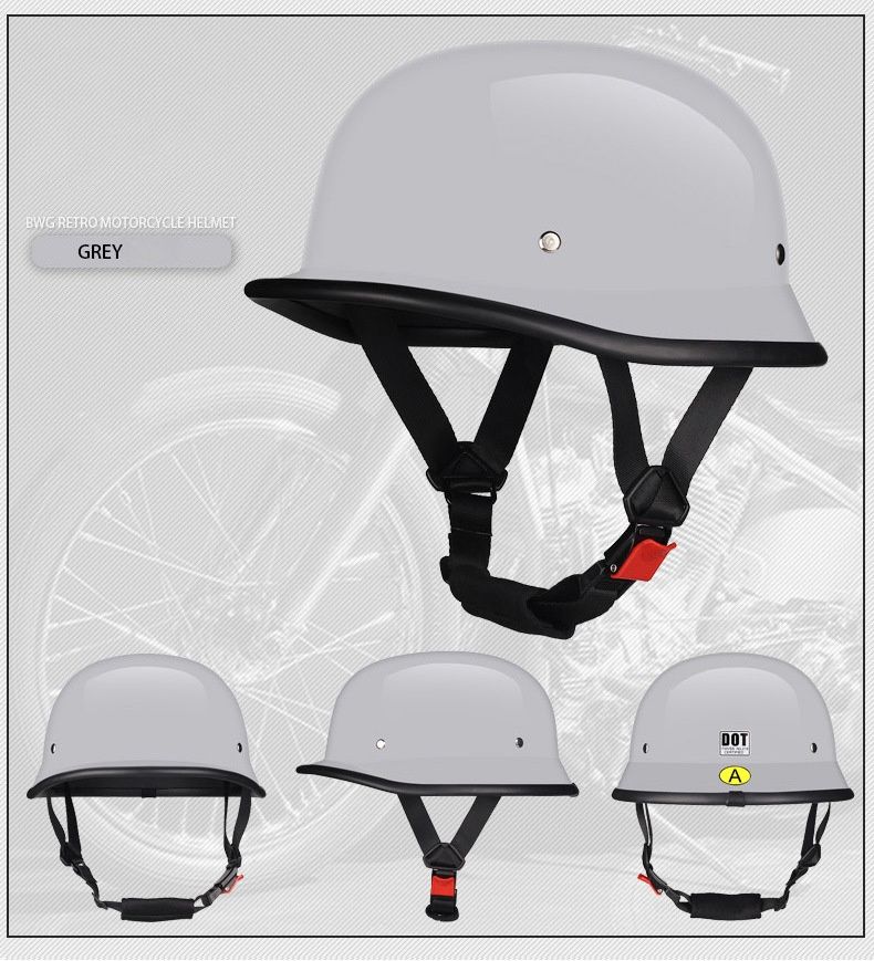 Casco da motocicletta cruiser vintage in stile tedesco - Casco da scooter retrò leggero in ABS per uomo e donna (nero, bianco, grigio, verde militare)_voghion.com