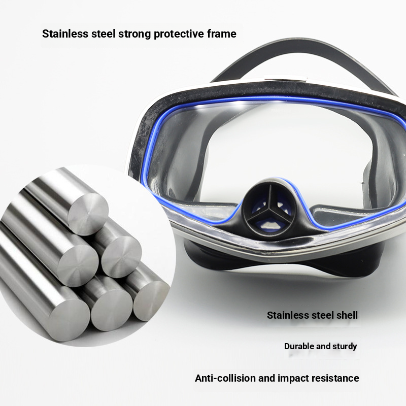 Professional Valve Diving Glasses Silicone Large Frame Adult Rushing Sea Light Tempered Glass Men And Women Snorkeling Face Mirrors_voghion.com