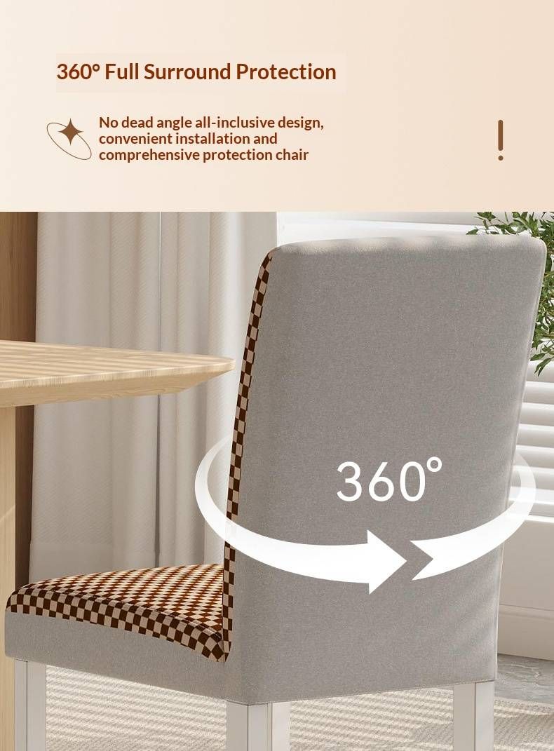 Polyester Cooling Chair Covers Set – Modern Minimalist Design, Non-Slip & Dustproof For Dining And Office Chairs (Checkered & Houndstooth Patterns)_voghion.com
