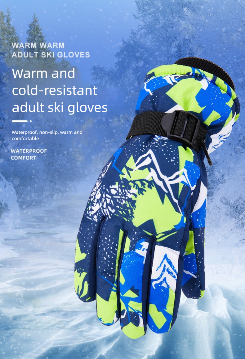 Premium Neue Erwachsene Winter Warme Ski Mode Graffiti Fleece Gefüttert Verdickte Unisex Fahrradhandschuhe_voghion.com