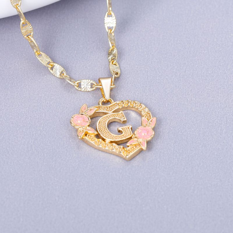 2025 New Arrivals GOLD PLATED CUSTOMIZED HEART FLOWER INITIAL LETTER PENDANT WITH FIGARO CHAIN 24" 4MM Name Necklace Heart Valentines Day_voghion.com