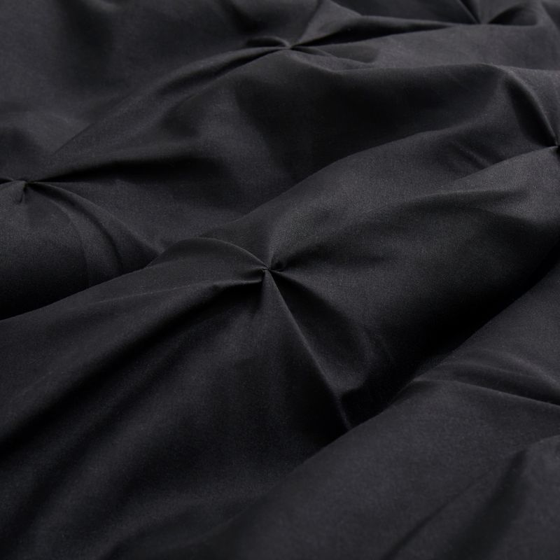 Flower Pulling Craft Black Pleated Quilt Cover Home Textile Bedding Three Piece Set_voghion.com