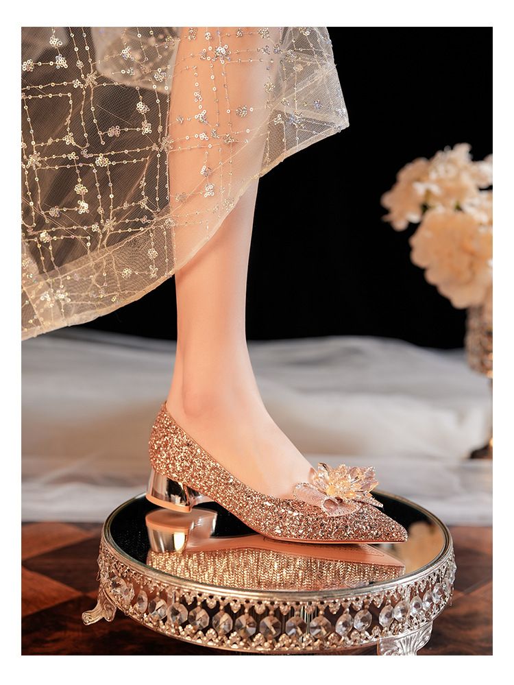 3333D-009 Scarpe da donna con tacco basso, punta a punta, glitterate, eleganti e comode, per feste di nozze_voghion.com