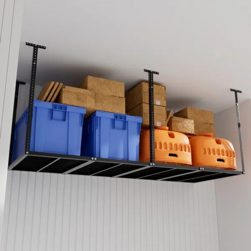 Racks Storage 750LBS Rack Capacity Garage Mounted Over Heavy Adjustable 3x8 Storage Weight Black Ceiling Duty_voghion.com