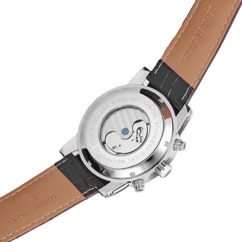 Orologio automatico di lusso da uomo con tourbillon e quadrante grande, cinturino in vera pelle, fibbia in acciaio inossidabile, vetro minerale, orologio casual alla moda_voghion.com