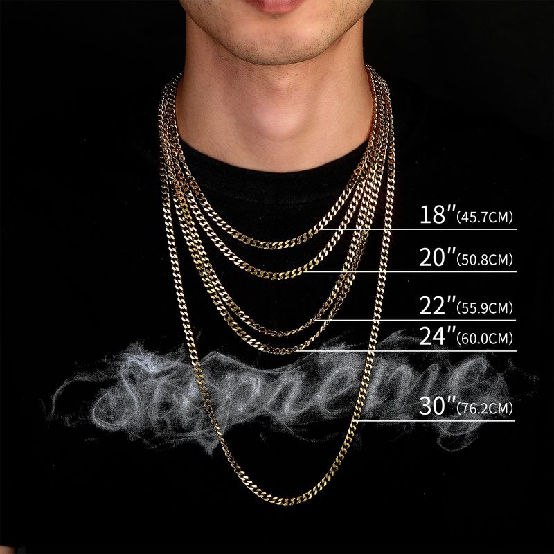 Collana da uomo Hop Hip con catena cubana esagonale in acciaio inossidabile lucido da 3-5 mm, galvanizzata e con mantenimento del colore._voghion.com