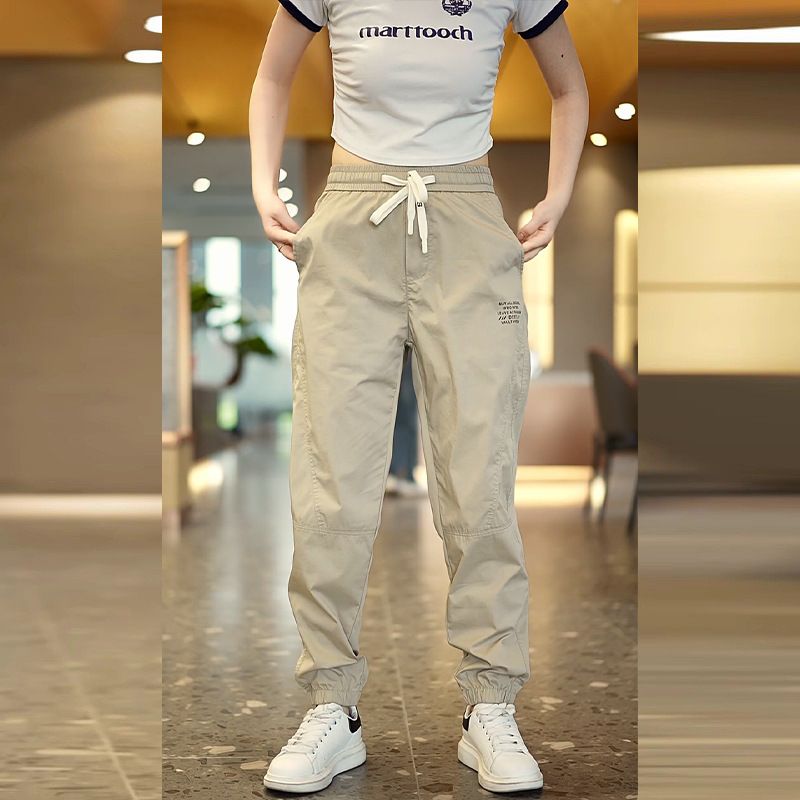Men's Workwear Ice Silk Casual Pants - Summer Lightweight Quick-Dry Slim Fit Joggers With Drawstring Waist & Cargo Pockets_voghion.com