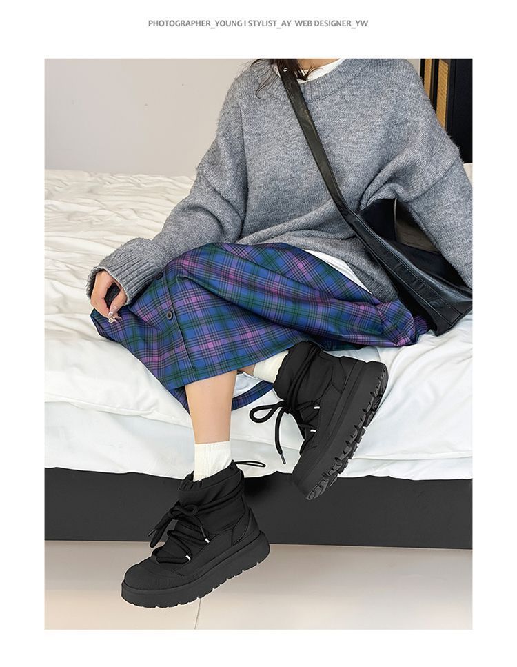 Bottes de neige pour homme ShoeGlobe au design unique, bottes Martin en coton épais et chaud doublé polaire, idéales pour la randonnée hivernale et les activités de plein air._voghion.com