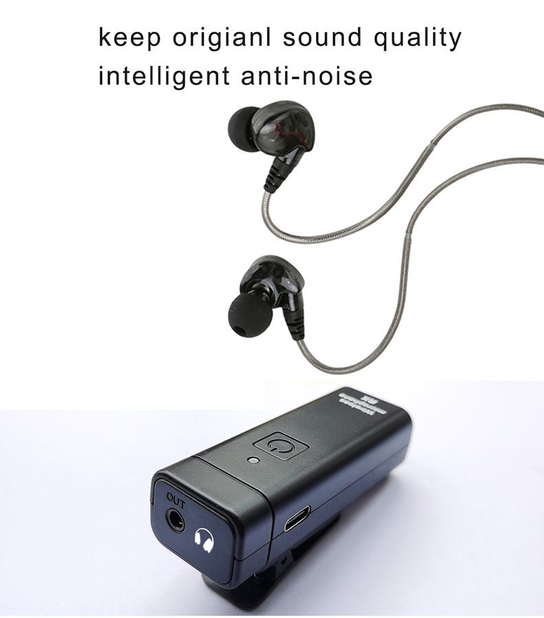 Sistema di monitoraggio auricolare mono wireless per accompagnamento musicale sul palco, voce dell'ospite, ritorno in tempo reale, UHF_voghion.com