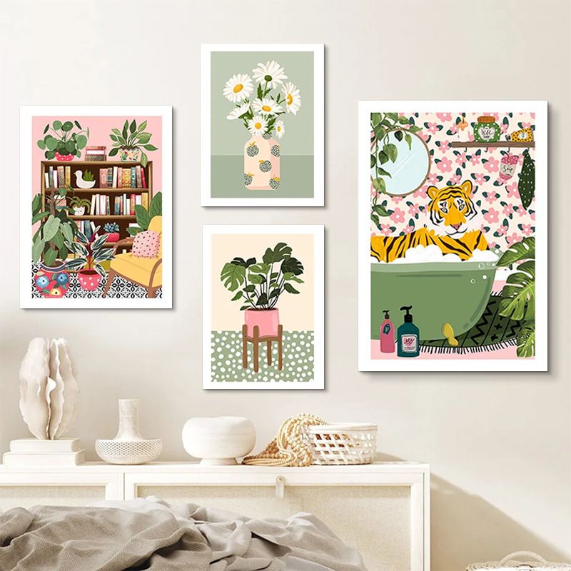 Nordic INS Style Floral Living Decorative Fresh Entrance Canvas Core Niche Cozy Dining Room Hanging Painting_voghion.com
