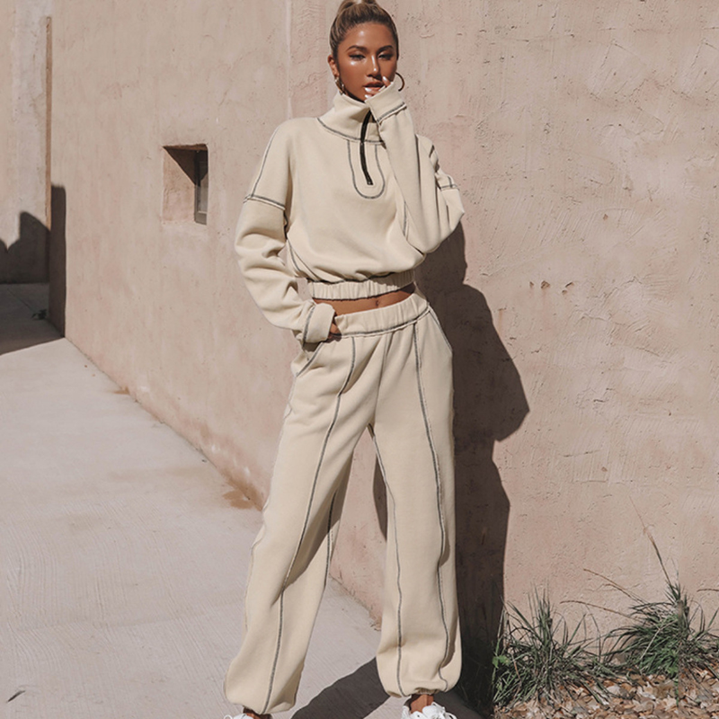 Herbst und Winter Damenmode Sport Freizeit Sweatshirts Hosen Set Zweiteiliges Damen Sportliches Top Jogger Lange Hosen Set_voghion.com