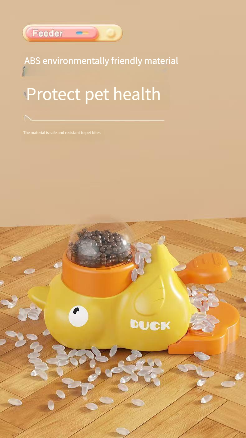 Giocattolo per gatti con anatra gialla che perde cibo, auto-addormentante per alleviare la noia, snack in stick per gatti, trasmettitore liofilizzato, alimentatore automatico_voghion.com