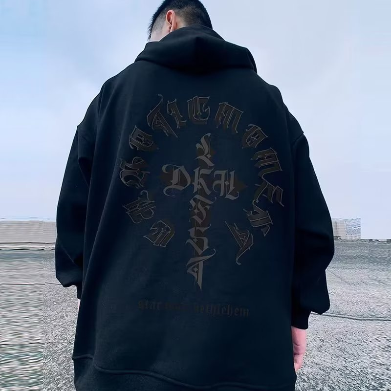 Winter American style loose fitting fat plus size hooded plush zippered cardigan 300 kg men's hoodie jacket_voghion.com