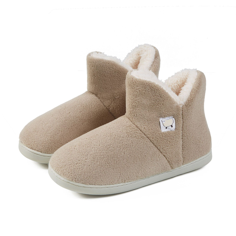 Warme winter zachte dikke zool hoge buis met pluche geheugen voor thuis postpartum schoenen, katoenen pantoffels_voghion.com