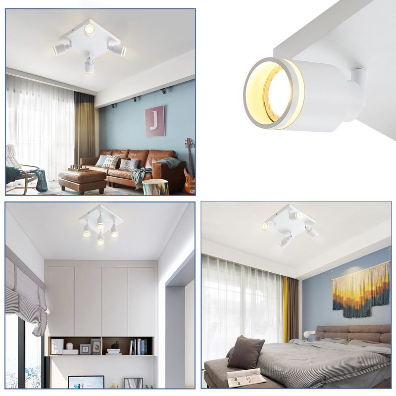 Glitzerlife Deckenstrahler Weiß Deckenleuchte 4 Flammig - Modern Schwenkbar Deckenspots GU10 Deckenlampe Eckig Metall Flurlampe In Für Büro Schlafzimmer Esszimmer_voghion.com