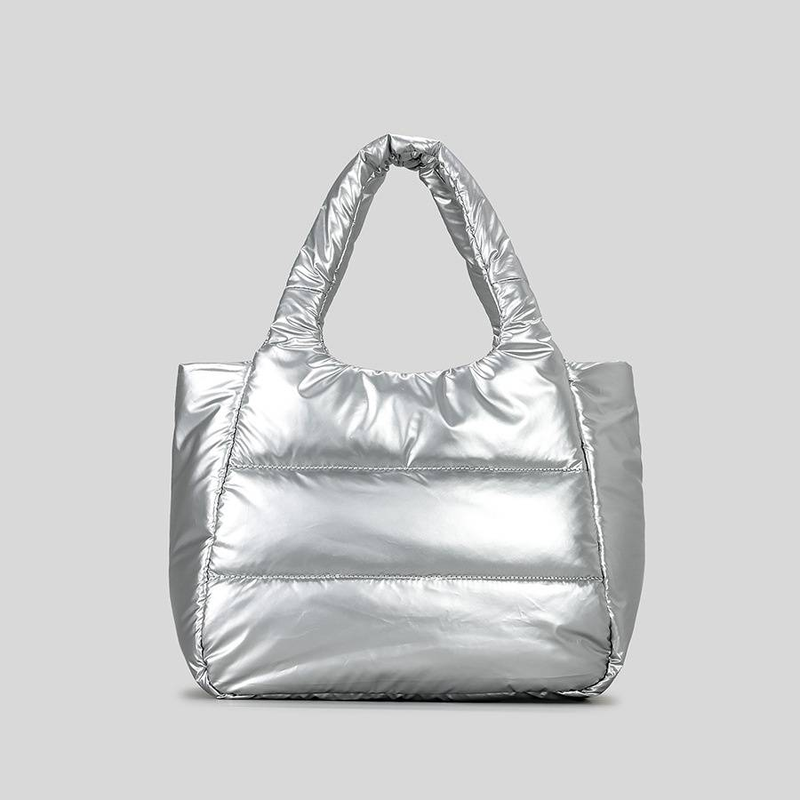 Women's Bags New Nylon Quilted Cotton Tote Bag Women's Striped Lightweight Down Cotton Shoulder Messenger Bag Handbag_voghion.com