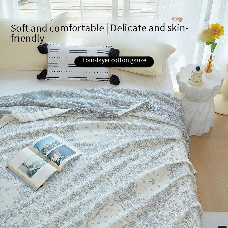 Blankets Four Layer Rose Gauze L Pure Cotton Air Conditioning Bed Sheet Sofa Towel_voghion.com