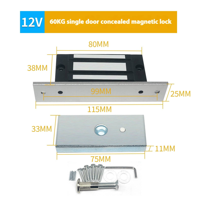 Cerradura electromagnética de 280 kg para puertas individuales o dobles, sistema de control de acceso de superficie con cerradura magnética y cerradura eléctrica._voghion.com