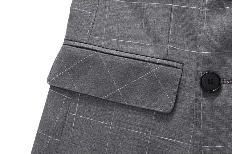 Men's Casual European And American Business Checkered Double-breasted Suit, Groom, Best Man, Host Three-piece Suit + Waistcoat + Long Pants_voghion.com