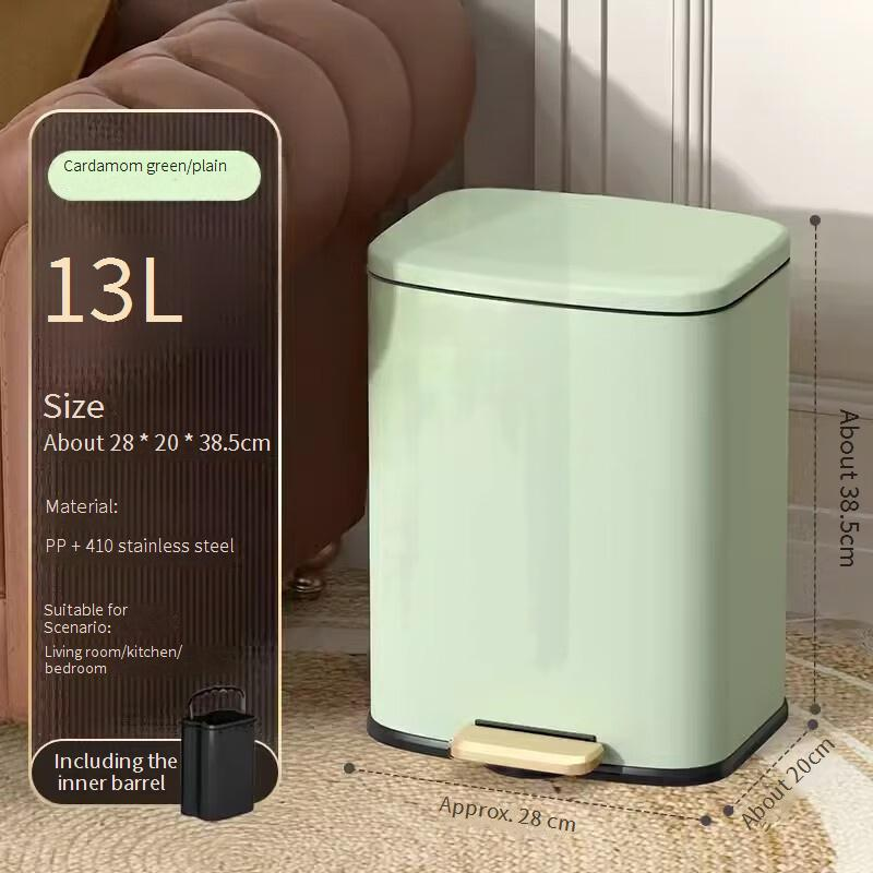 Stainless Steel Step Trash Can With Soft-Close Lid, 6L Capacity, Striped Design, Modern & Sleek For Home/Office - Cream White, Matte Black_voghion.com