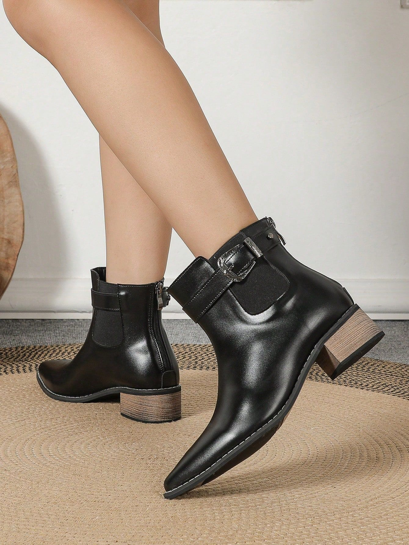 Stivali da donna autunnali e invernali di grandi dimensioni, con punta a punta, tacco spesso, cerniera posteriore_voghion.com