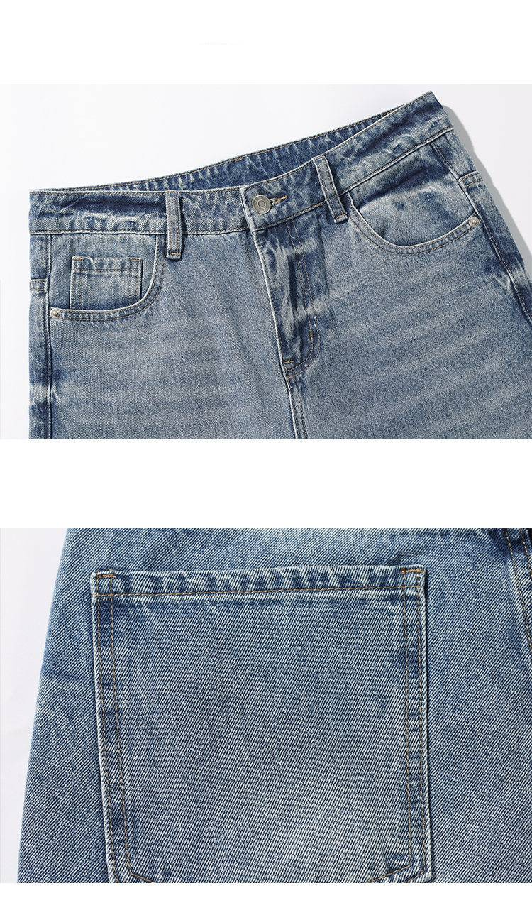 Herrenbekleidung Wash Bootcut Jeans - Vintage Blue Denim Hose mit Cleanfit-Stil, bequemer Mid-Rise & Stretch-Passform für Freizeitkleidung (M-5XL)_voghion.com