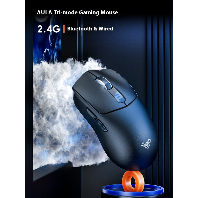 Wireless Gaming Mouse - Bluetooth/2.4G/Wired, 10000DPI, 6 Buttons, Ergonomic Design, RGB Lighting For PC (Black/White/Red/Purple)_voghion.com