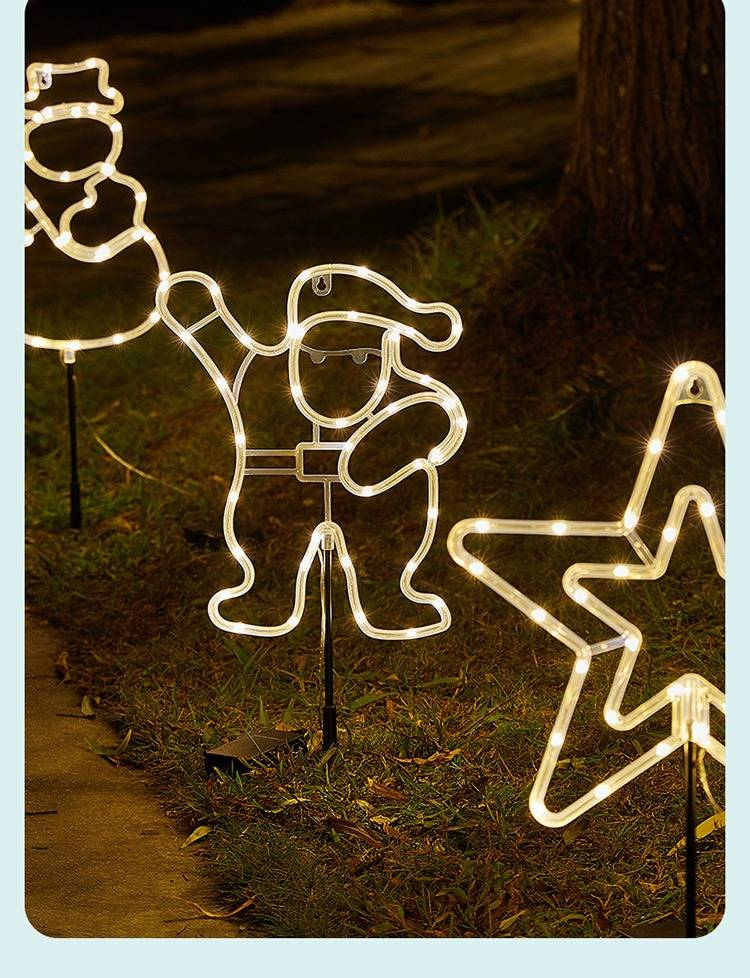 Luces LED solares decorativas para jardín OLDSIXTH: diseños de copos de nieve, estrellas, ciervos y árboles de Navidad_voghion.com
