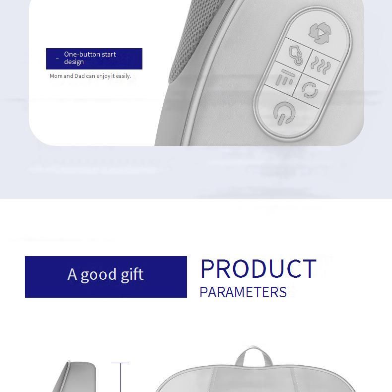 Electric Heating Neck Massager Pillow With 3D Kneading Nodes, Adjustable Intensity & Timer For Shoulder, Back & Full Body Pain Relief_voghion.com