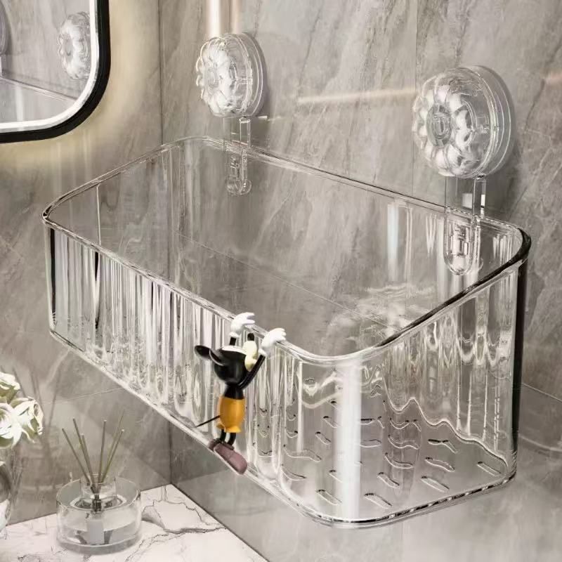 Supporto portaoggetti a ventosa per WC, bagno, lavabo, bagnoschiuma, pettine senza trapano, scatola portaoggetti a parete_voghion.com