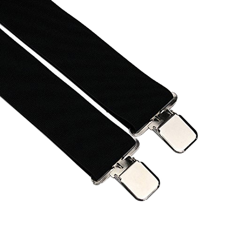 Zhuoxinder Adjustable Men Elastic Clip-on X-Back Suspender Pants Wide Band Braces Strap-Black_voghion.com
