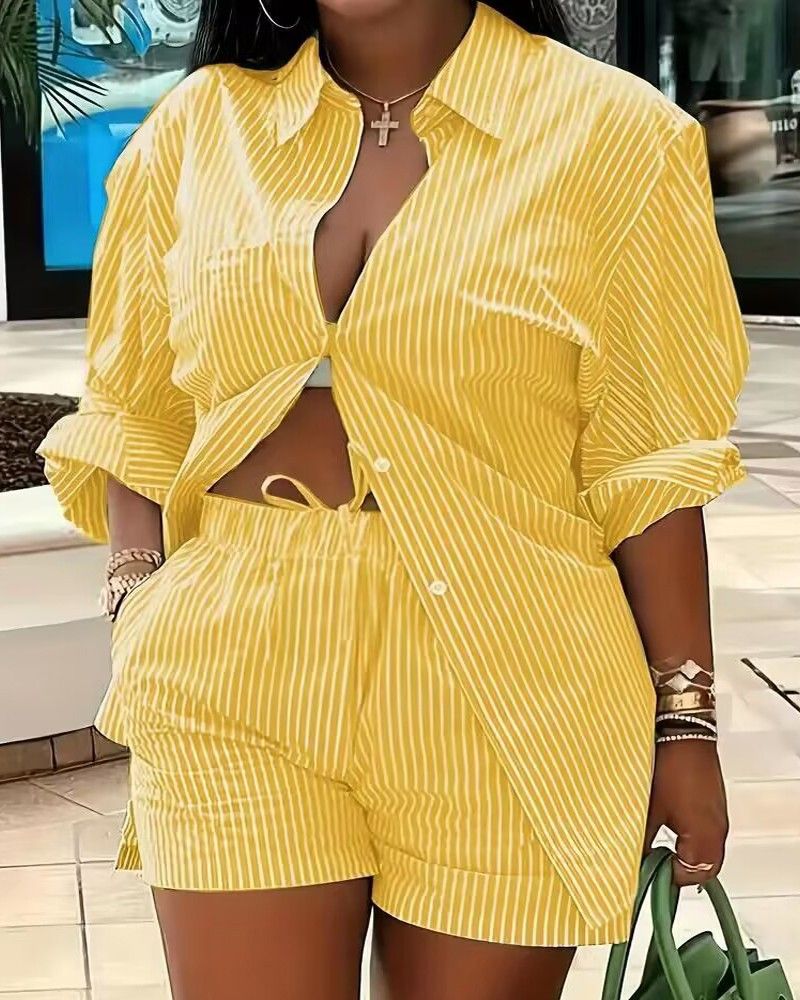 Vêtements pour femmes offre spéciale, short deux pièces à manches longues, costume de banlieue imprimé_voghion.com