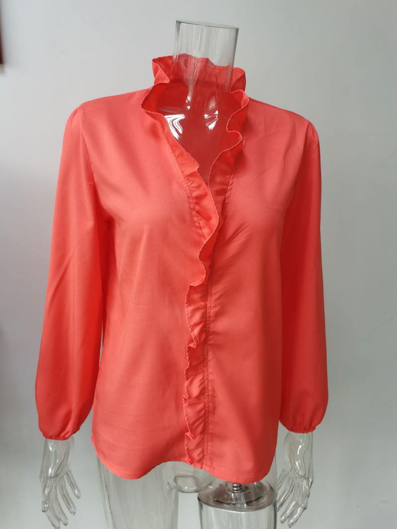 Camicetta da donna con volant a maniche lunghe_voghion.com