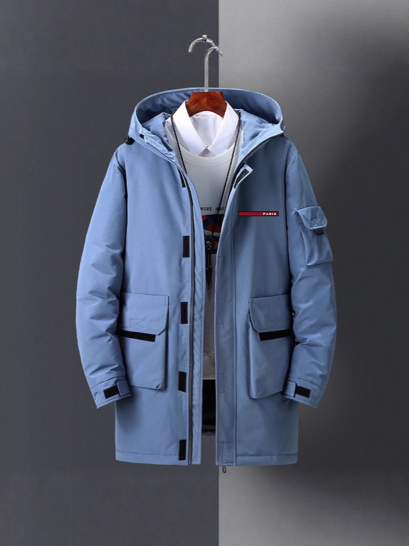 Herrenbekleidung Neue grenzüberschreitende Winter-Daunenjacke für Herren, verdickt, koreanische Version, langes Streifenlogo, lässig, große Arbeitskleidung, Jugendjacke_voghion.com