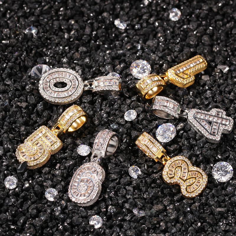 Nouveau pendentif en zircon style hip-hop numérique « Ice Sugar », design alternatif et tendance, pour colliers et accessoires de personnalisation._voghion.com