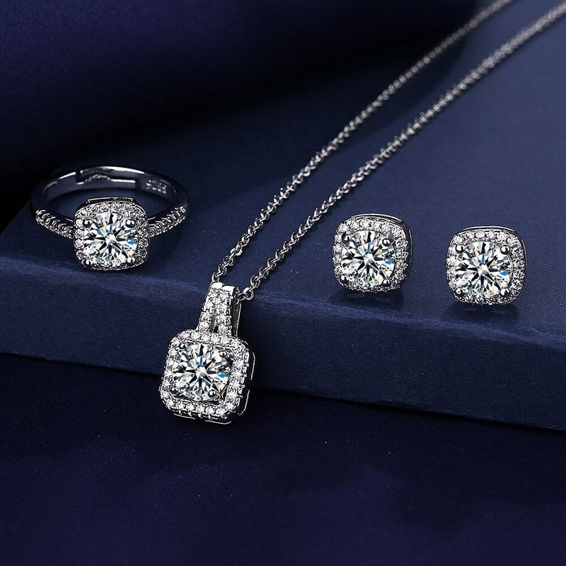 S Silver Bag Diamond Ring For Women's Han 1 Carat Set Mosang Stone Collar Chain Live Broadcast_voghion.com