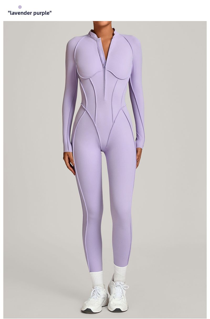 European And American Winter Stand Collar Jumpsuit Half Zipper One-piece Fitness For Women High-intensity Exercise Yoga_voghion.com