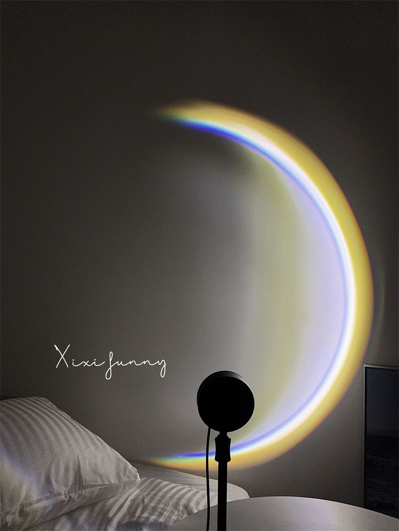 【Coleção de 40000 pessoas】 Ins minimalista lua projeção quarto internet famosa atmosfera arco-íris noite menina coração_voghion.com