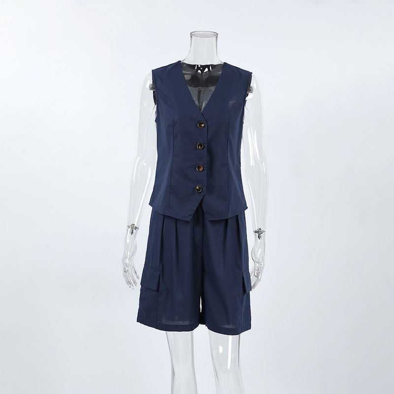 Abbigliamento Donna Gilet smanicato traspirante in cotone e lino con scollo a V _voghion.com