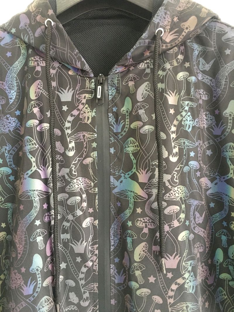 Men's Clothing Colorful leaf laser jacket men's ins trendy tops loose zipper hooded pullover reflective jacket_voghion.com