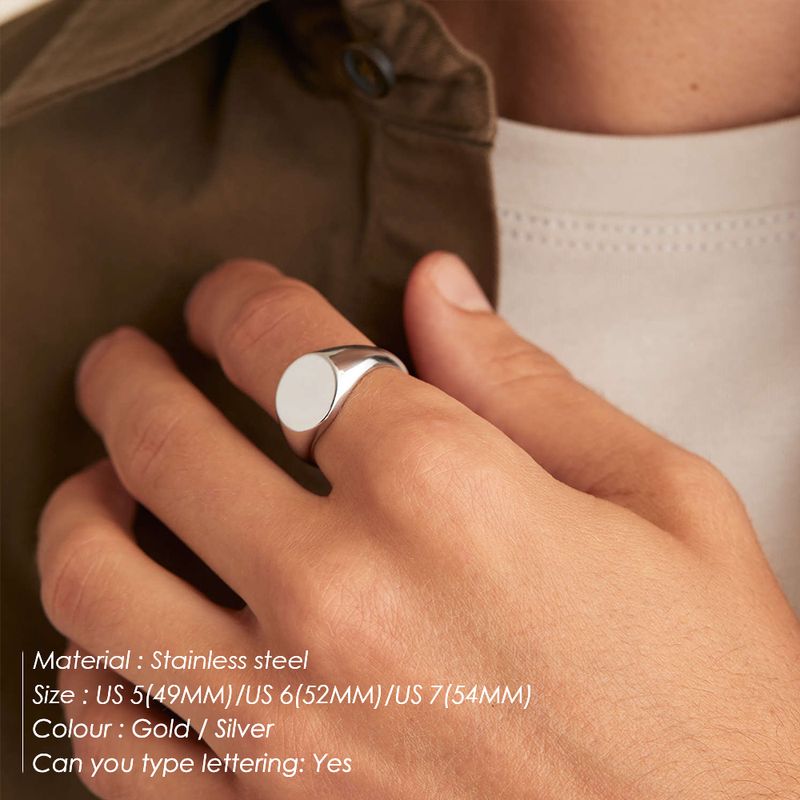 Vendite calde Emanco anello circolare tridimensionale minimalista in acciaio inossidabile, anello da donna con logo, caratterizzato da lettere, sigilli,_voghion.com