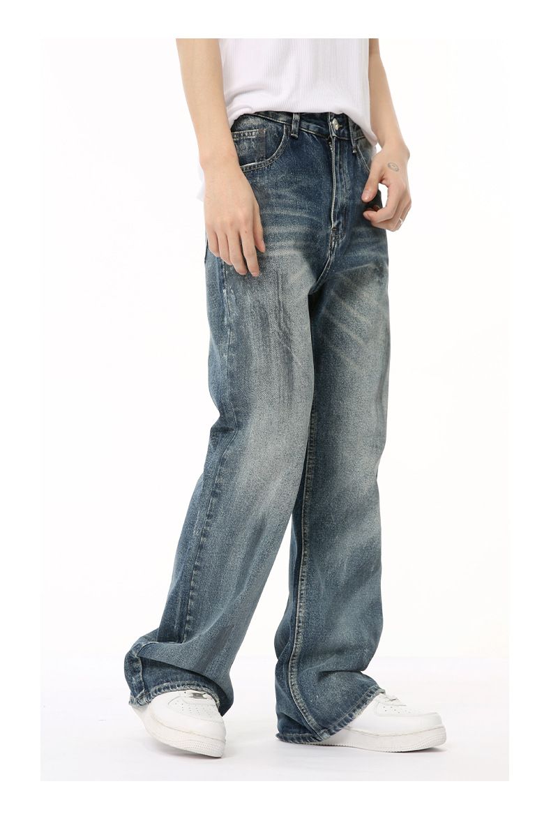 Men's Clothing Retro Distressed Colored Flared Casual Jeans_voghion.com