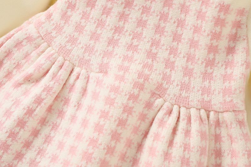 Mädchenkleid, ausgefallenes kleines Mädchen, süßer Strickpullover mit Schleife, Kinderkleid_voghion.com