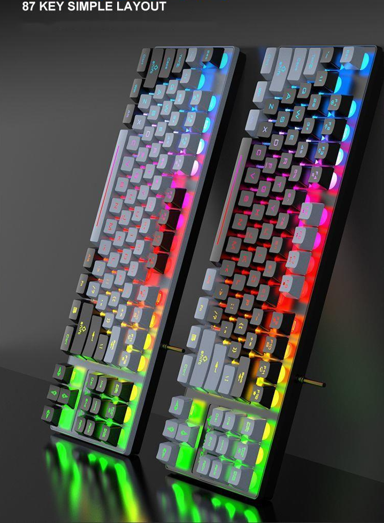 Mechanical Feel Keyboard 87 Keys Gaming Mouse Wired Laptop External Silent Small Membrane_voghion.com